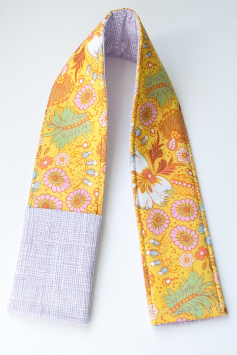 Camera Strap Cover with Lens Cap Pocket -  Coloring Garden in Citrus / Lavender Cross Hatch