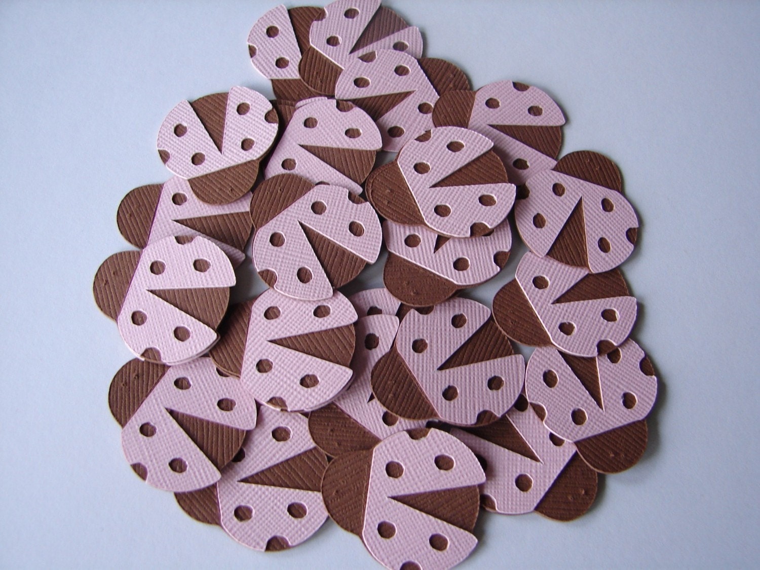 Ladybug Embellishments - 1 inch Die Cuts (25) in Pink and Brown