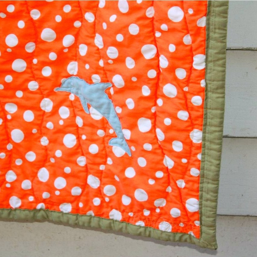 Organic Dolphin themed Crib Quilt