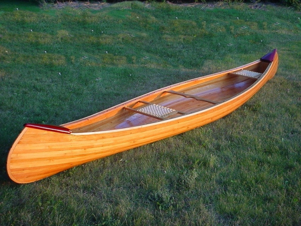 Items similar to Cedar Strip Wooden Canoe, Full Size-18 ...