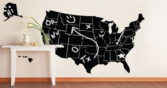 USA map chalkboard surface decal