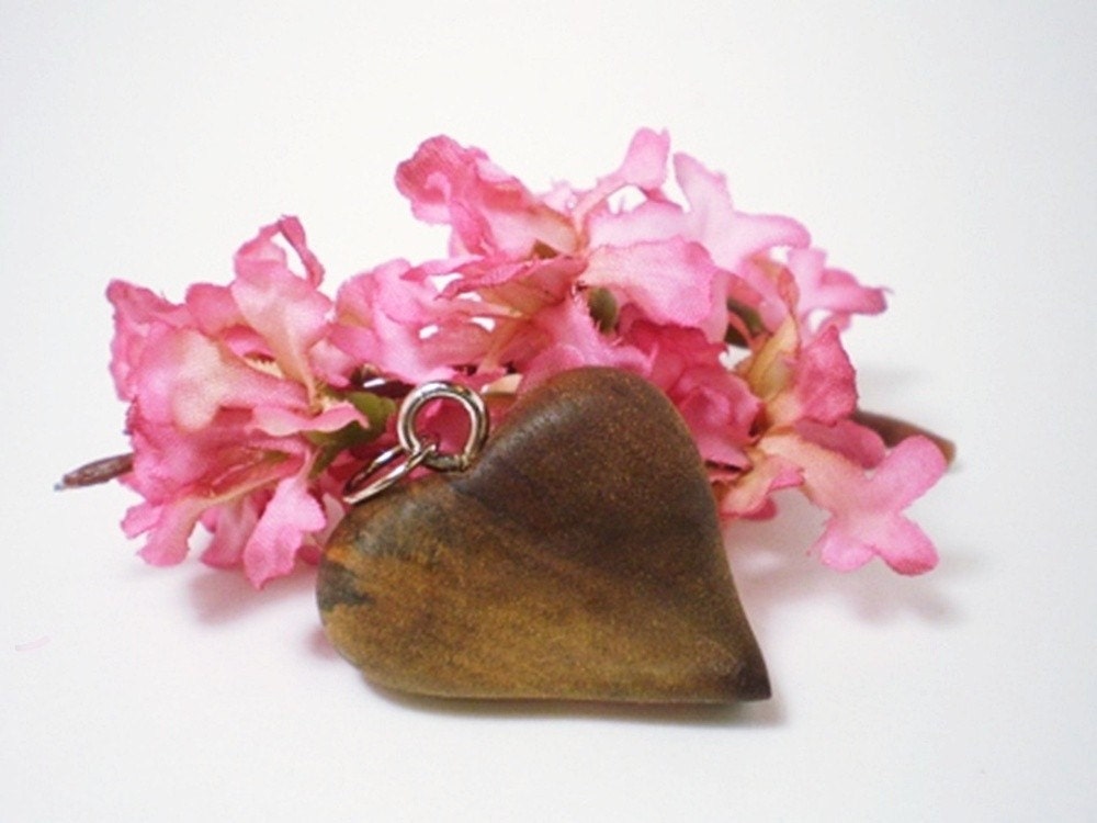 Wooden Heart Pendant - Black Walnut - Hand Carved - No 2