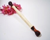 Double Ended Hair Stick Turned Wooden - Cocobolo and Holly - No 28