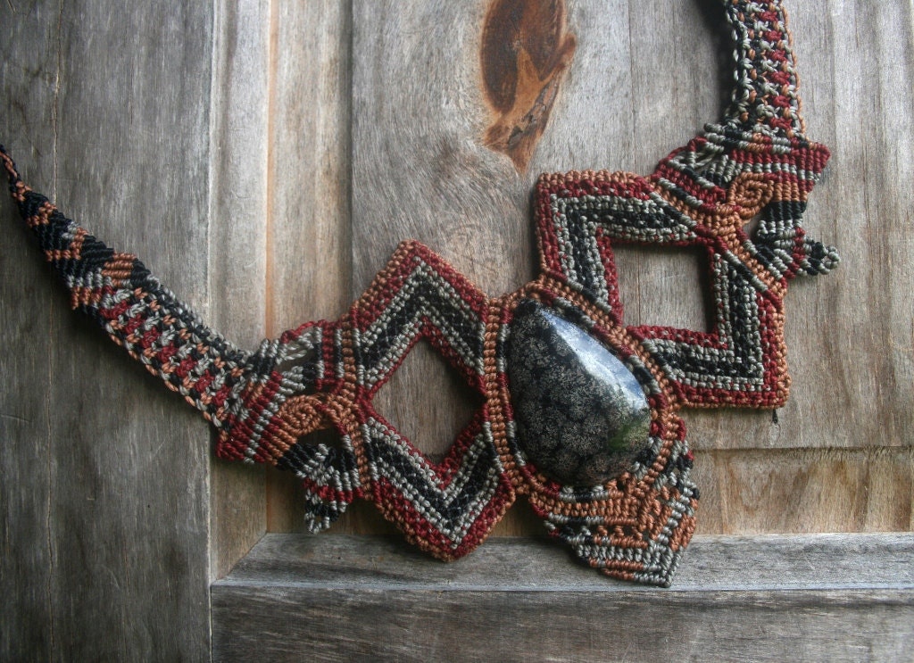 Black Chalcedony Macrame Necklace