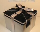 Silver and Black Wedding Card Box Gift box Money Card Holder-Customize your color