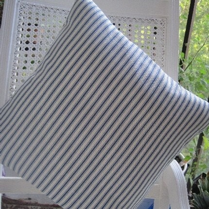 Nautical Ticking Stripe Handmade Pillow Tropical Coastal Decor