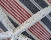 Nautical R. Lauren Decorator Fabric Stripes Handmade Pillow Faux Down