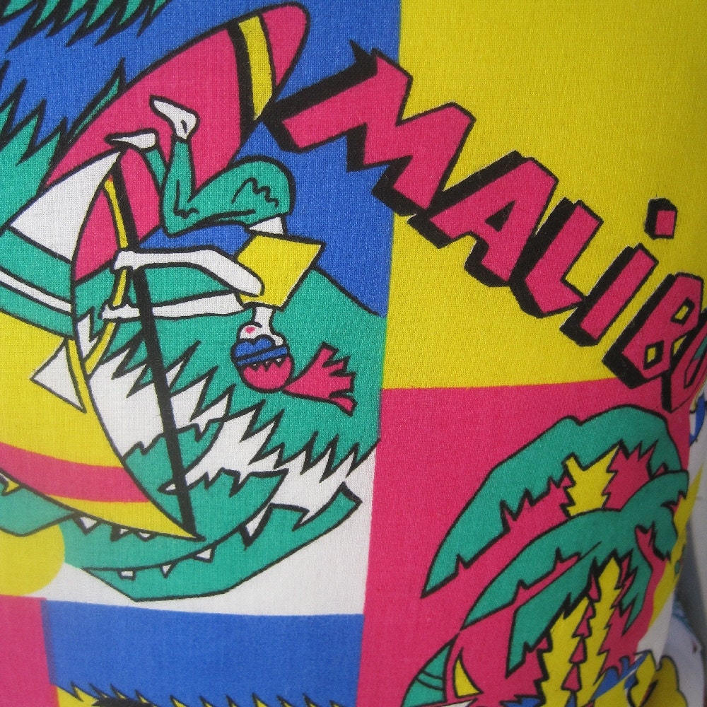 Surfside Malibu Handmade Decorative Retro Pillow Windsurfing, Beach, Palms