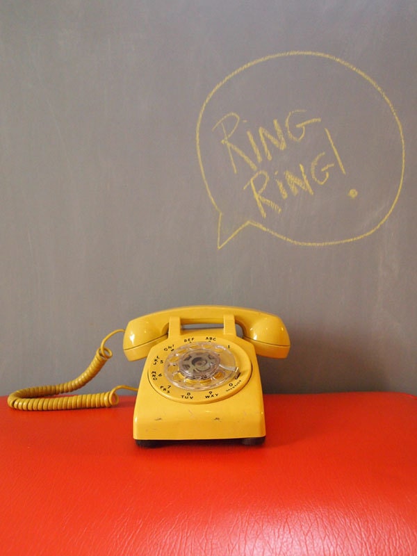 Vintage Yellow Rotary Dial Telephone