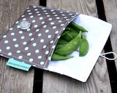 SMALL Cocoa and Aqua Polka Dot Snack Pouch Bag