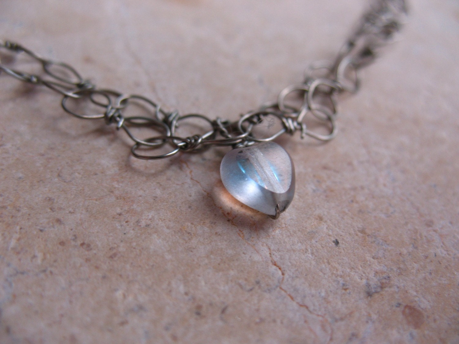 Tiny Mirrored Hearts Handmade Silver Wirework Chain Necklace