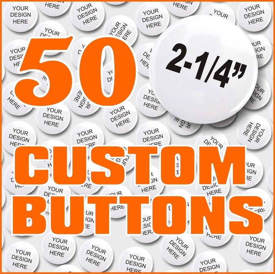 Wedding Buttons, Pin Back with Custom Design For Your Wedding Party. 2.25 Inch,  Quanity of 50