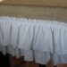 Burlap table runner with vintage white ruffles