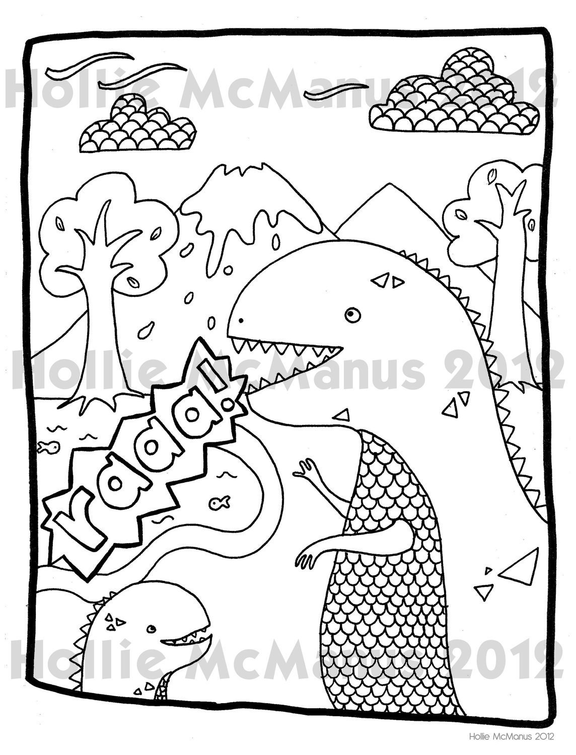 Printable PDF Colouring Page - Dinosaurs