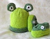 Knitted Baby Hat -knitted children clothing - FROGGY  Hand Knitted Baby Hat-cotton hand knitted baby hat- children costume-RIBBID-RIBBID