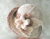 Hand Knitted Baby Hat - Brimmed Baby Hat - Cotton Knitted Baby Hat-Children Clothing- NATURAL BEAUTY