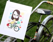 Retro Girl riding bike - ...