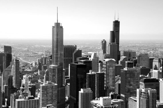 Black and White of Chicago Skyline by dosecreative on Etsy