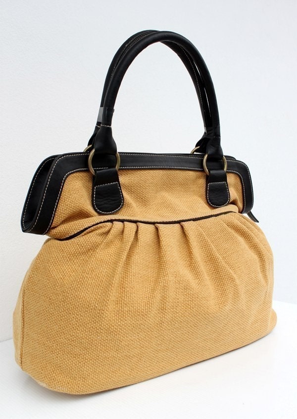 Yellow Sackcloth Handbag