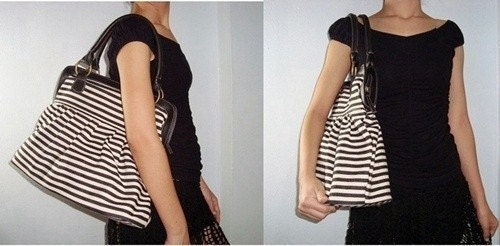 Handbag, Diaper bag,  Women bag, Travel bag, Black white denim