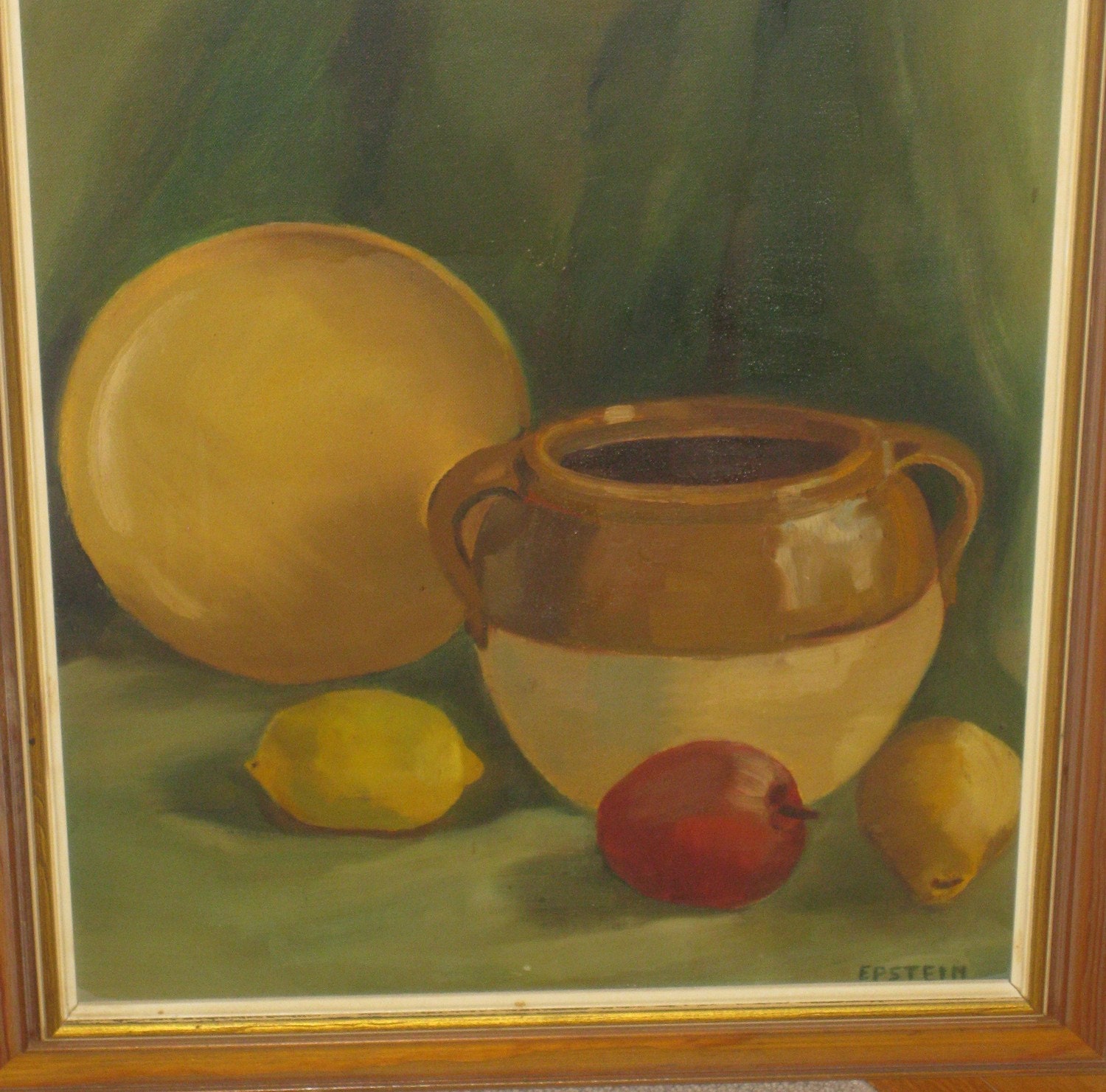 Framed Primitive Oil Still life on Canvas