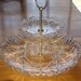 Vintage 2 Tier Glass Serving Tray Crystal Walther Glas Germany Saturn pattern Cookie Dessert Platter Plate Serving Dish