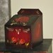 Vintage Tole Tin Box Red Hinged Lid Floral Painted Storage Container French Farmhouse Decor