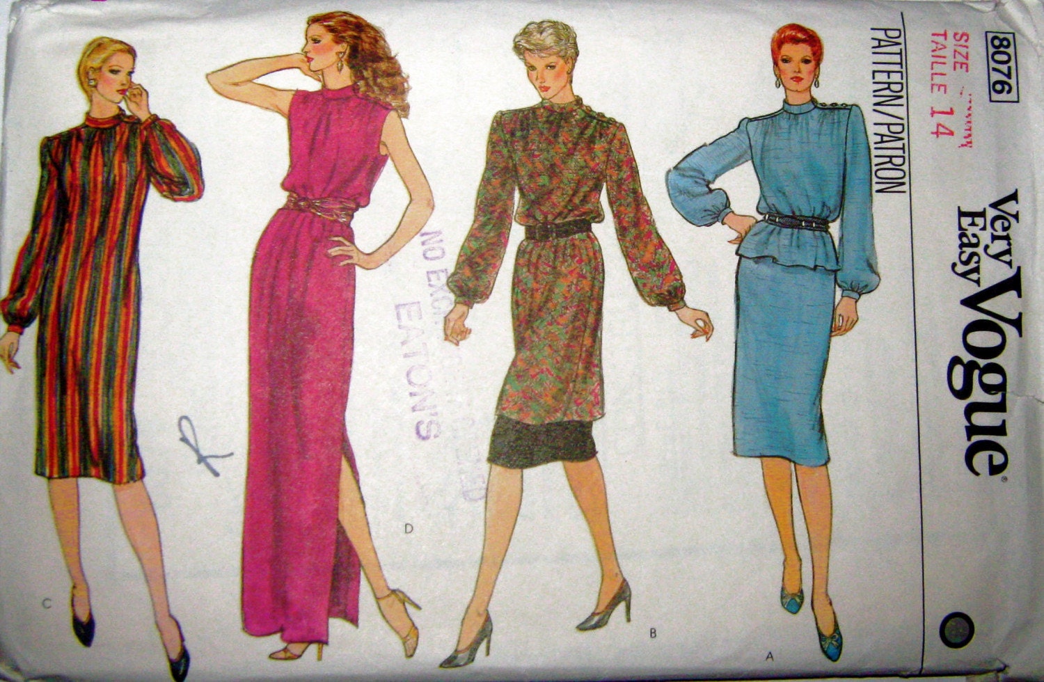 VOGUE 8076 Evening Dress Sewing Pattern, Tunic, Skirt Pattern, SIZE 14, BUST 36