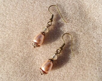 Antiqued Bronze Rose Drops Earrings
