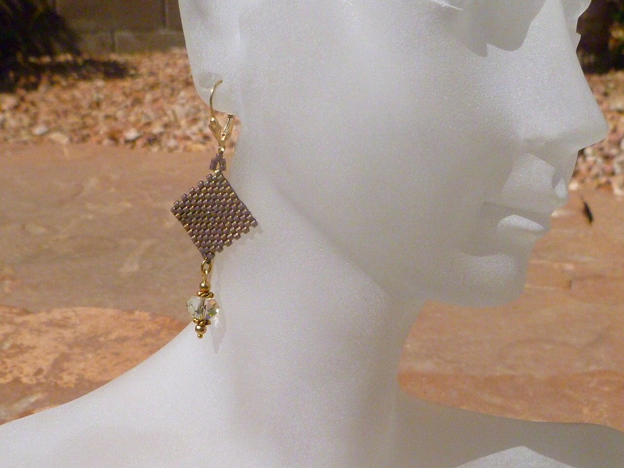 Handwoven Faceted Crystal Drop Earrings