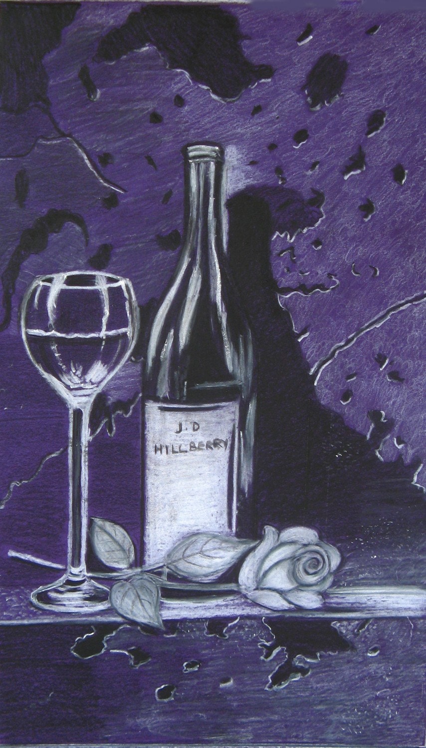 Original Charcoal Sketch/Painting - A Toast