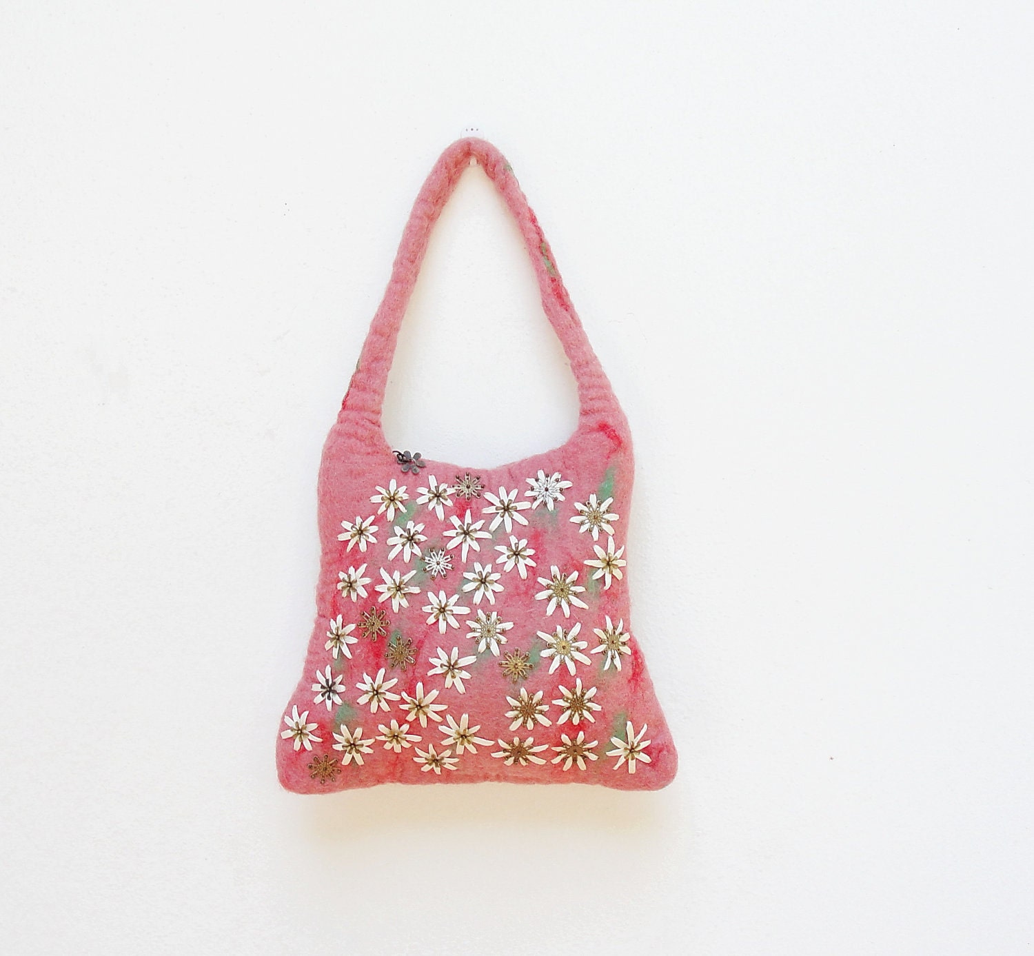 Sweet Blossom Bag- Hand Felted and Embroidered
