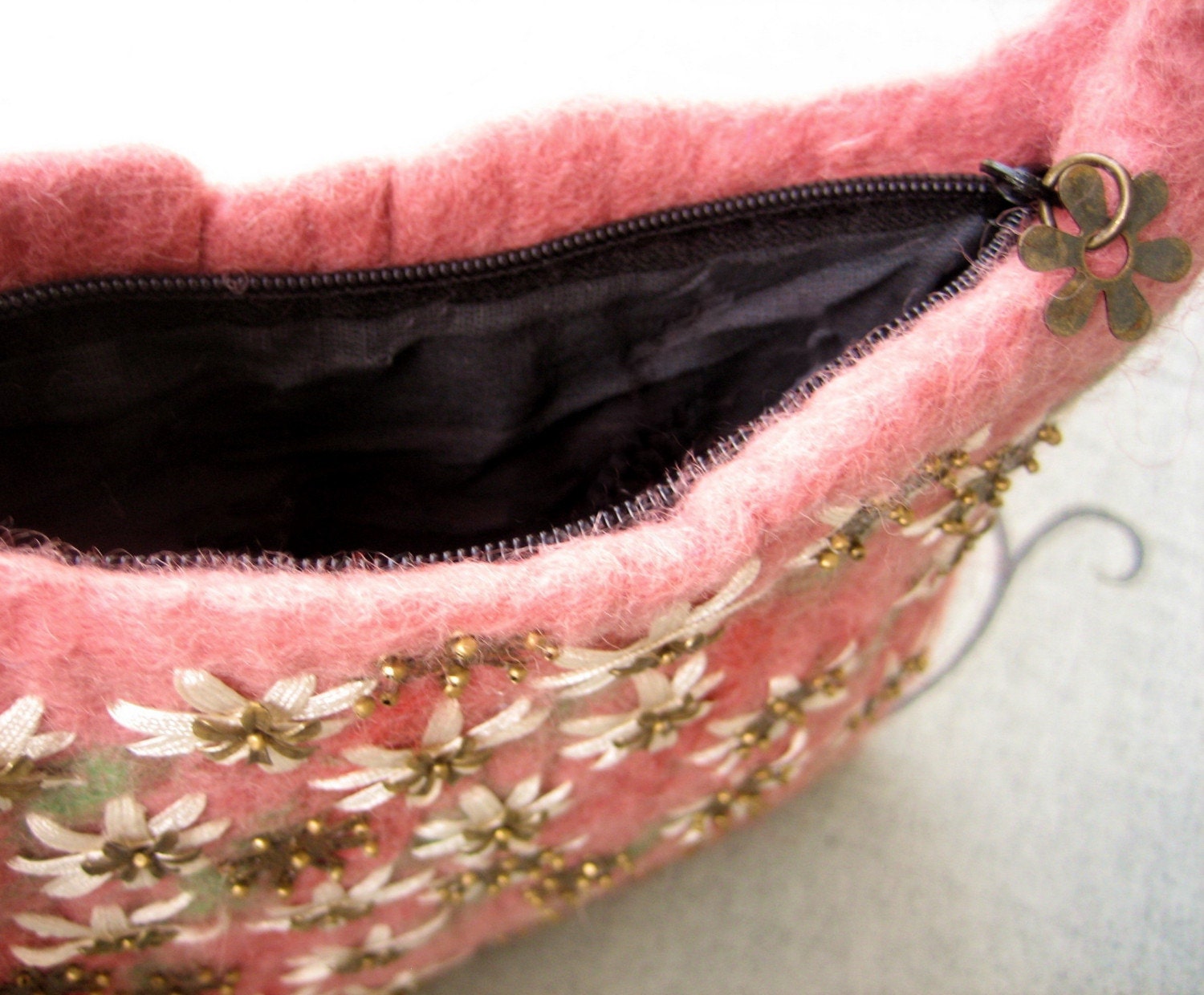 Sweet Blossom Bag- Hand Felted and Embroidered