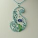 Ocean Wave wire wrapped sea themed pendant with free matching earrings