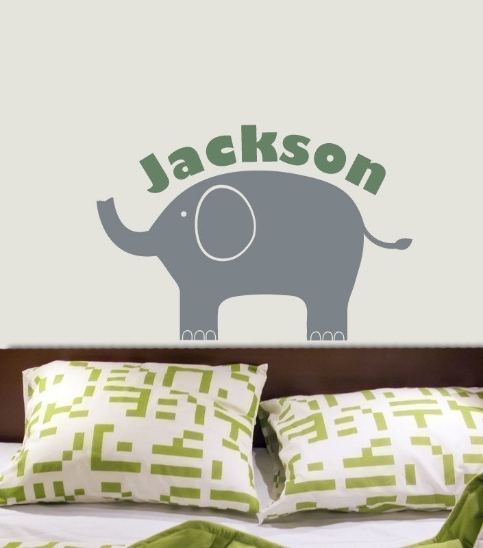 ELEPHANT Decal CUSTOM Boy Name Vinyl Wall Graphic Original Design by DecoMOD Walls
