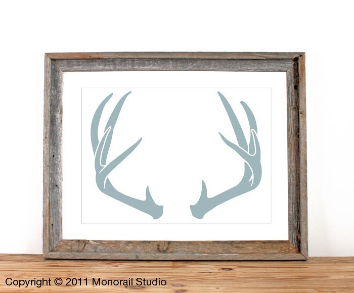 Antler Silhouette Screenprint 12.5 x 19 Pick Your Color