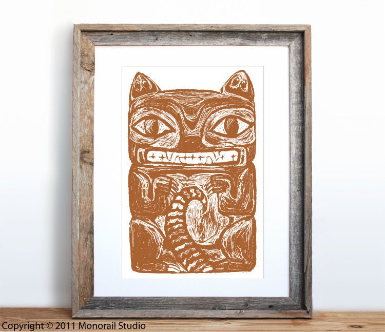 Native American Totem Possum Small Screenprint Choose your color