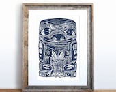 Native American Totem Sloth Small Screenprint Choose your color