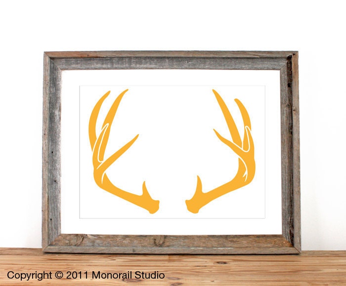 Antler Silhouette Screenprint 12.5 x 19 Pick Your Color