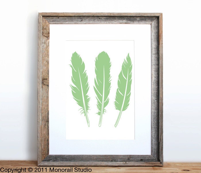 Three Feathers Small Screenprint Choose your color