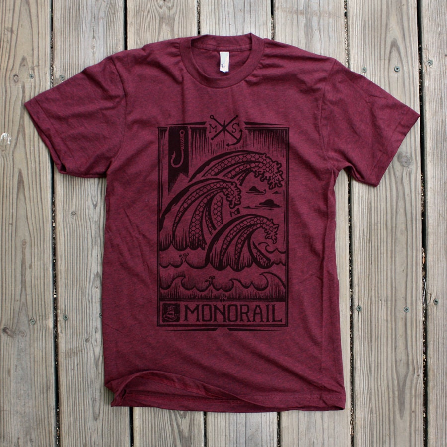 Great Wave - Mens/Unisex Cranberry T-shirt