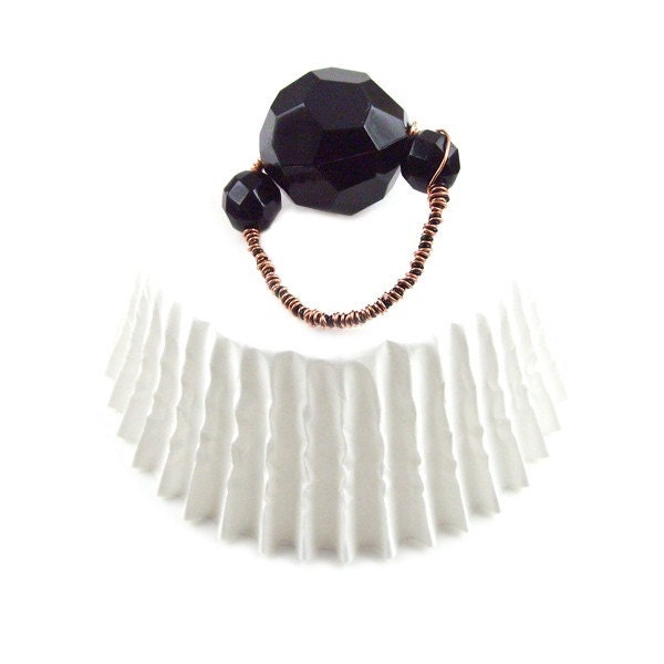 Black Multi-Faceted Hand Wire Wrapped Cocktail Ring - One Of A Kind - BSR-0024