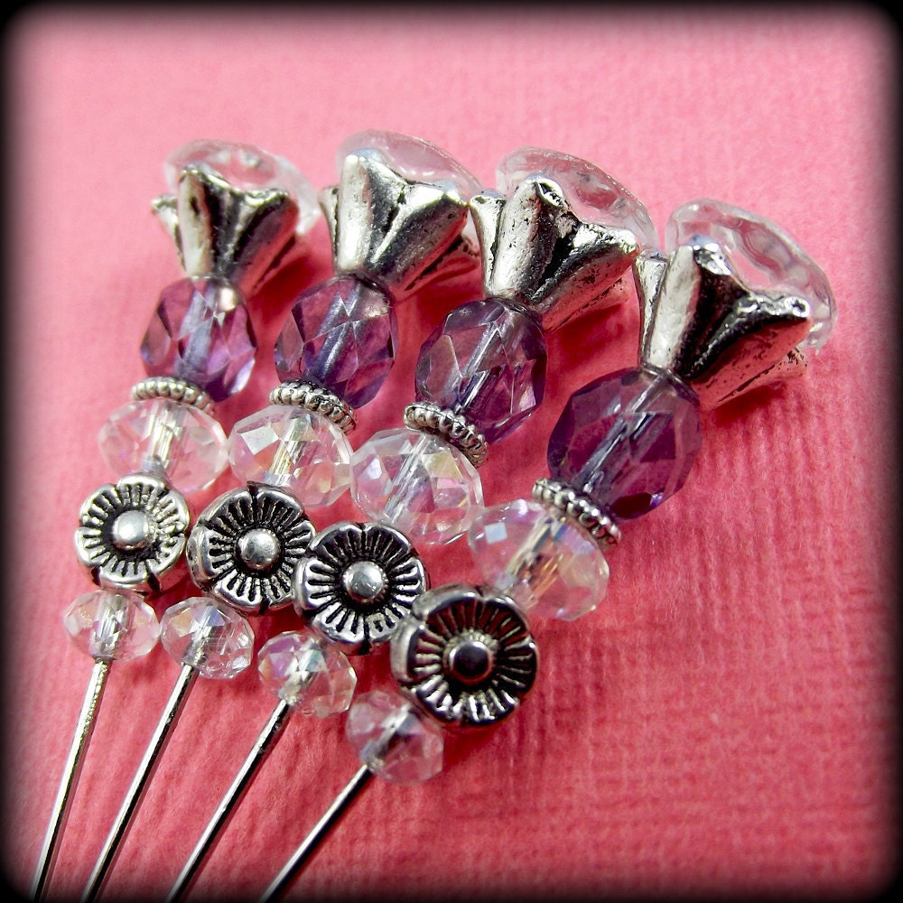 Set of 4 Decorative Stick Pins Trinket Hat by BrossARTaddiction