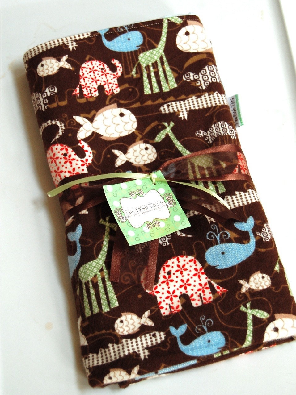Baby Boy Blanket - Trendy Zoo Animals with Minky