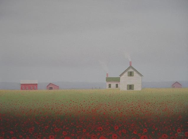 Farmhouse Print Poppy Barn Red Poppies Art from an Original Country Rural Landscape Painting Art Gift
