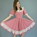 Vintage 50s dress ROCKABILLY dress FULL skirt dress w/ lace trims & ruffles XS / S