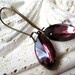 Amethyst Jewel Earrings, Purple Earrings, February Birthstone, Vintage Glass Crystal Jewels, Antique Brass Leverbacks