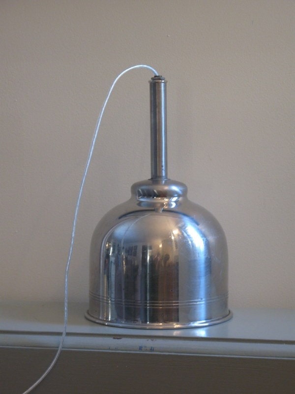 Upcycled industrial PENDANT LIGHT from mechanics oil funnel