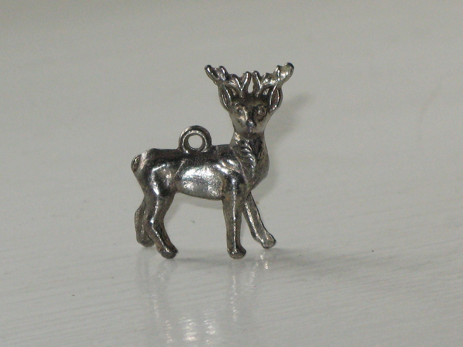 vintage deer charm stag pewter 1930s