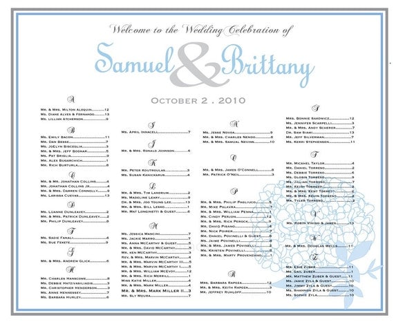 table assignments template